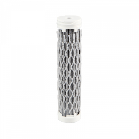 Pure Clear® Life Filter® Pro Cartridge, cylindrical water filter with grey mesh and white end caps, designed for effective water filtration.