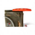 Pure Clear® 2 Litre Hydration Bladder with orange lid and quick-release drinking tube, designed for hands-free hydration in outdoor activities.