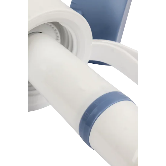 Active filter cartridge for Pure Clear® water bottles, featuring a white cylindrical design with a blue band, designed for effective filtration of contaminants and bacteria.