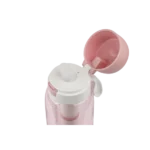 Active Pink Water Filter Bottle with open cap, showcasing filter cartridge and silicone mouthpiece, designed for outdoor activities and effective bacteria removal.