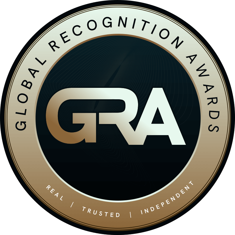 Global Recognition Award logo for Pure Clear Filters, symbolising excellence in water filtration and innovation.
