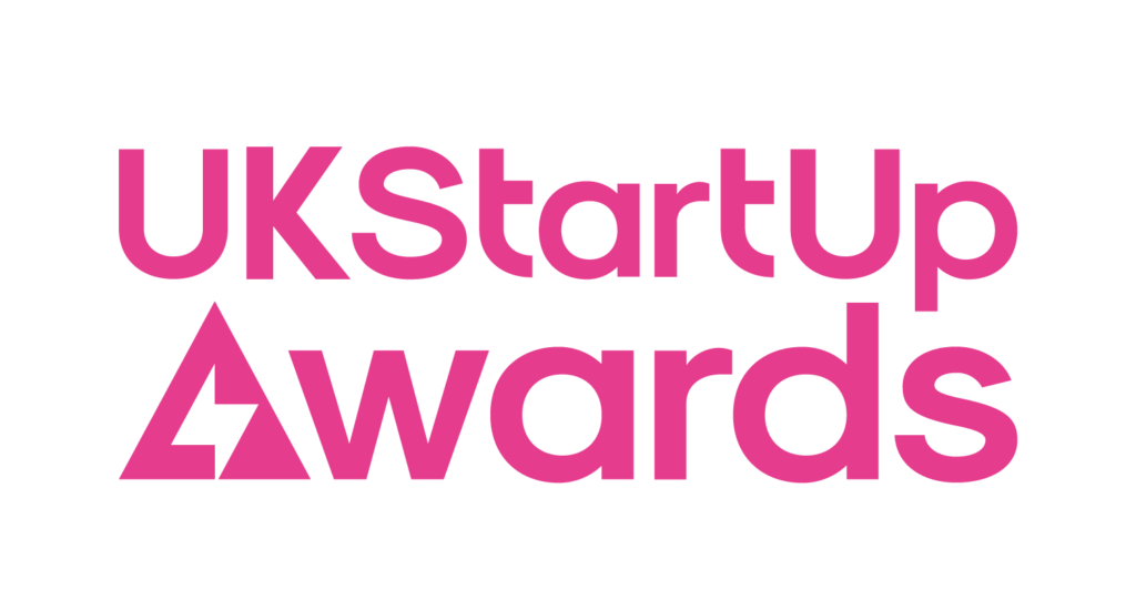 UK Start Up Awards logo featuring bold pink text, recognising innovative achievements in water filtration by Pure Clear Filters.